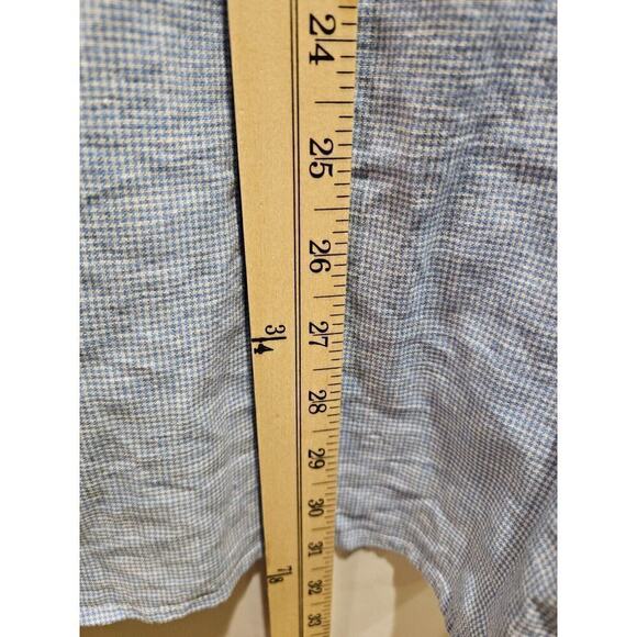 Macson Linen Blend Button Down Check Print Shirt Mens 06 XL Blue Collared - Picture 4 of 7